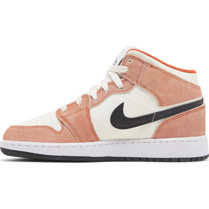 Nike Air Jordan 1 Mid SE Pink Orange Suede (GS)