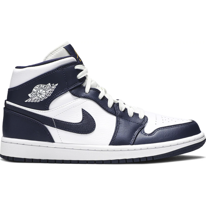 Nike Air Jordan 1 Mid White Metallic Gold Obsidian