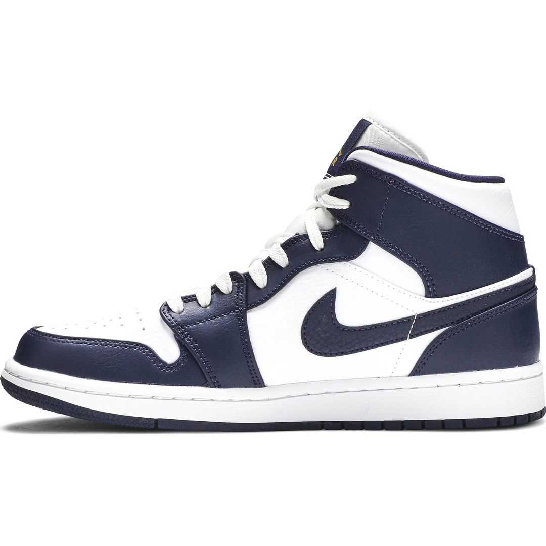 Nike Air Jordan 1 Mid White Metallic Gold Obsidian