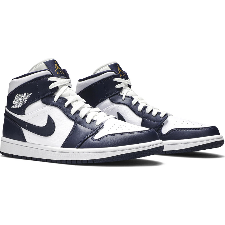 Nike Air Jordan 1 Mid White Metallic Gold Obsidian